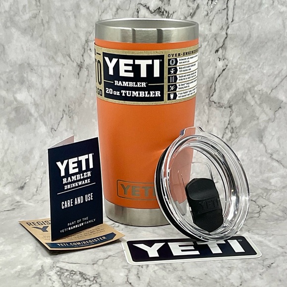YETI RAMBLER TUMBLER 20oz WITH MAGSLIDER LID STAINLESS STEEL KING CRAB ORANGE